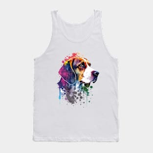 Rainbow Beagle Watercolor Art Tank Top